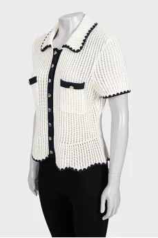 Short sleeve button-down cardigan