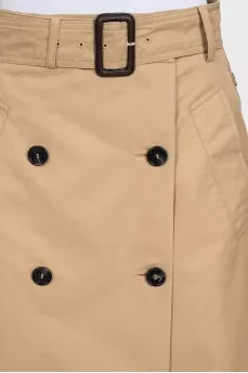 Brown long skirt with belt and buttons