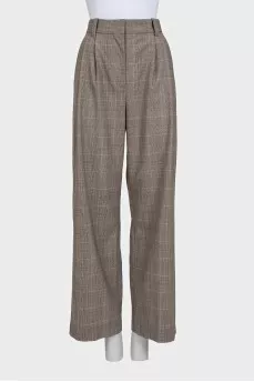 Wide-leg trousers with a checkered print