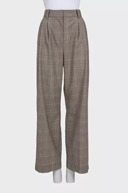 Wide-leg trousers with a checkered print