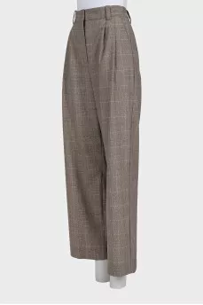 Wide-leg trousers with a checkered print