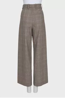 Wide-leg trousers with a checkered print