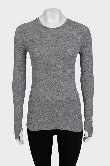 Slim-fit long sleeve t-shirt in grey
