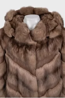 Sable fur coat with short sleeves
