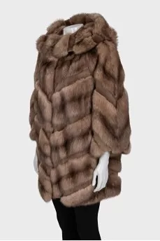 Sable fur coat with short sleeves