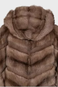 Sable fur coat with short sleeves