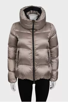 Brown down jacket with pockets