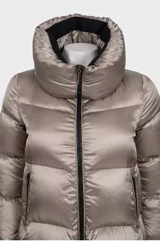 Brown down jacket with pockets