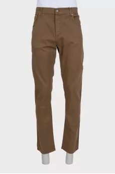 Men's brown straight-leg jeans with tag
