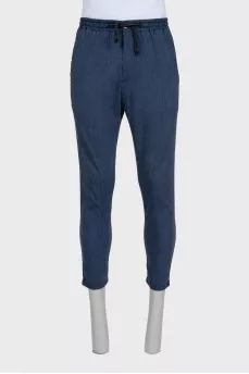 Men's dark blue straight-leg trousers