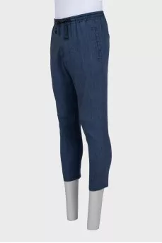 Men's dark blue straight-leg trousers