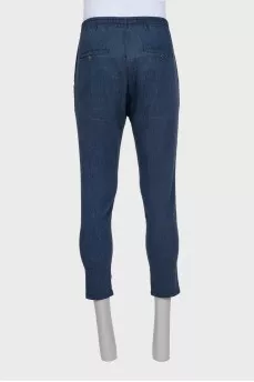 Men's dark blue straight-leg trousers