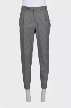 Men's grey tapered wool trousers