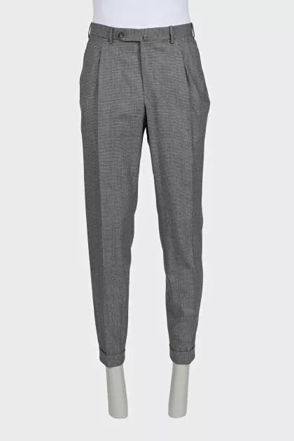 Men's grey tapered wool trousers