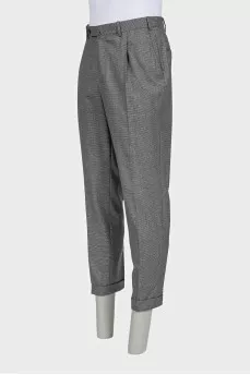 Men's grey tapered wool trousers