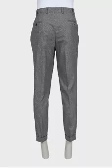 Men's grey tapered wool trousers