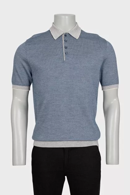 Men's polo shirt made of wool, cashmere and silk