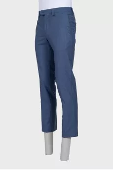 Men's blue wool straight-leg trousers