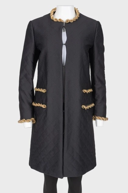Quilted solid metal embellishments coat