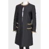 Quilted solid metal embellishments coat