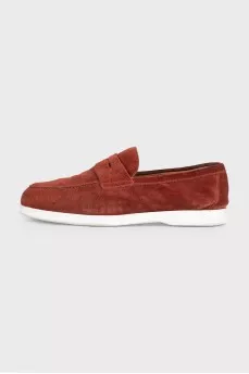 Suede loafers with white soles