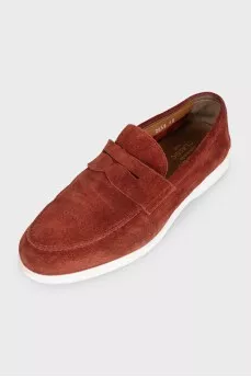 Suede loafers with white soles