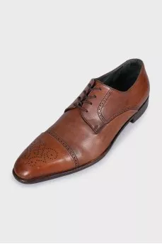 Brown leather men's brogues with perforated toes