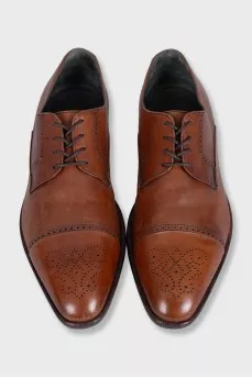 Brown leather men's brogues with perforated toes