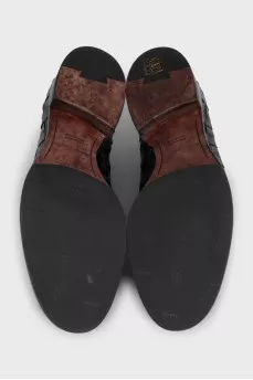 Men's black shoes with woven leather