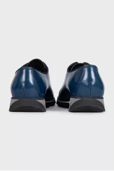 Men's blue leather lace-up shoes