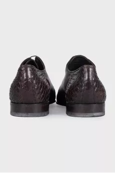 Men's brown leather shoes with braided decor