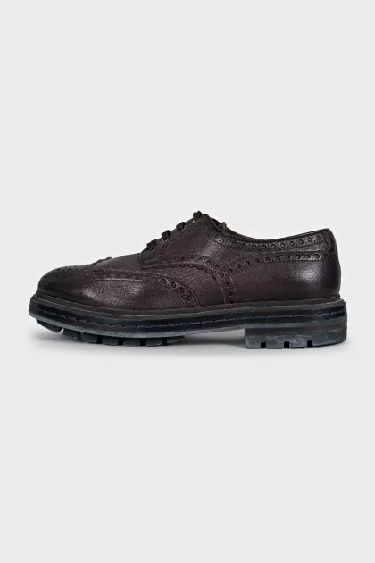 Men's purple brogues with fur