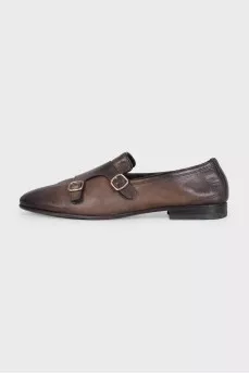 Men's distressed leather monk shoes