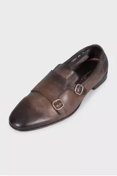 Men's distressed leather monk shoes