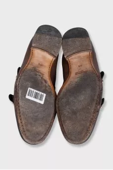 Men's distressed leather monk shoes