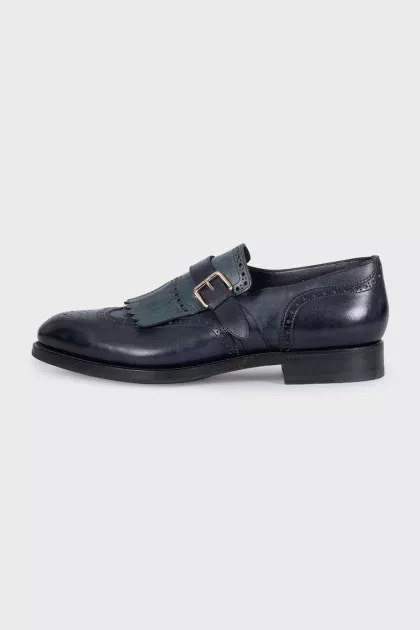 Men's blue leather brogues