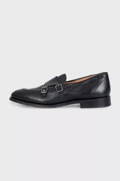 Men's black loafers with buckles