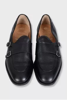 Men's black loafers with buckles