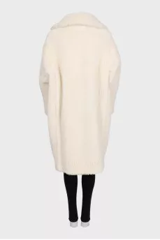 White teddy coat with buttons