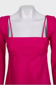 Dark pink dress with crossover straps