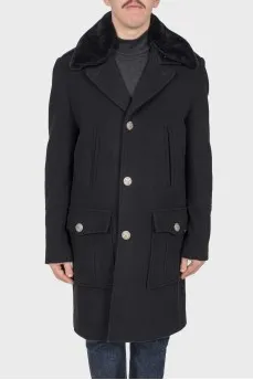 Men's fur collar coat, with tags