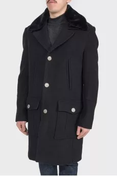Men's fur collar coat, with tags