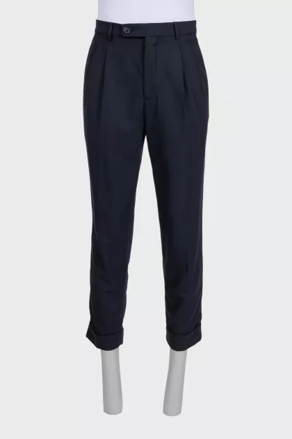 Men's black trousers with cuffs