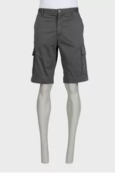 Men's gray shorts with patch pockets