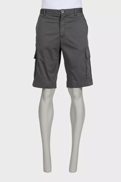 Men's gray shorts with patch pockets