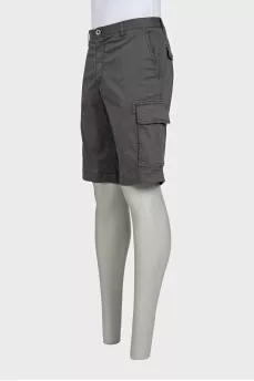 Men's gray shorts with patch pockets