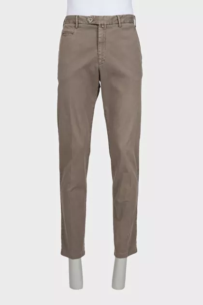 Men's straight-leg gray trousers