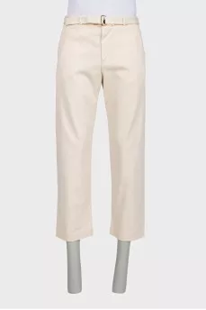 Men's straight-cut trousers with a belt