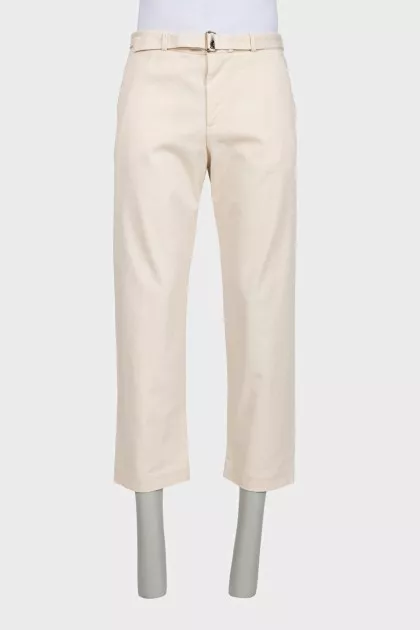 Men's straight-cut trousers with a belt