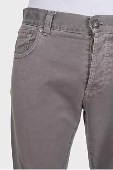 Men's gray straight-leg jeans with buttons